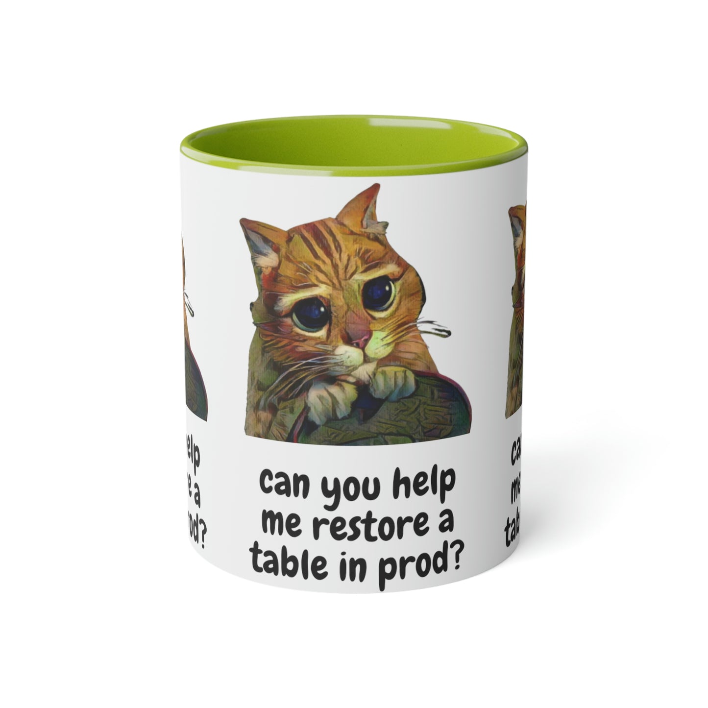 MemeMug restore table in prod cute cat